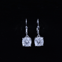 Certified 6 Carat Cushion Cut Moissanite Drop Earrings