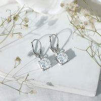 Certified 6 Carat Cushion Cut Moissanite Drop Earrings