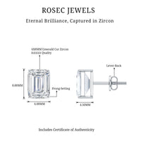 Certified 3.7 Carat Emerald Cut Cubic Zirconia Stud Earrings