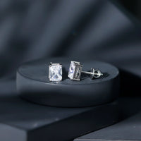Certified 3.7 Carat Emerald Cut Cubic Zirconia Stud Earrings