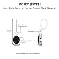 Oval Shaped Lab Created Black Diamond Drop Earrings with Moissanite