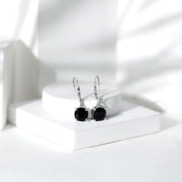 Lab Created Black Diamond Drop Earrings with Lever Back