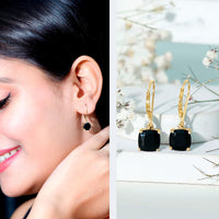 Lab Created Black Diamond Drop Earrings with Lever Back