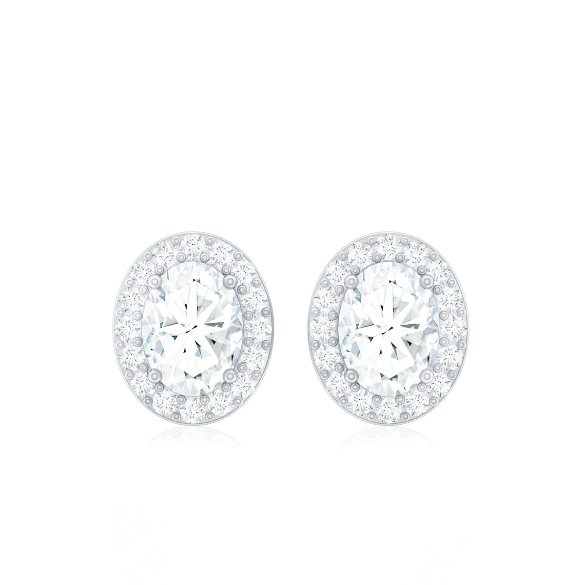 Rosec Jewels Halo diamond earrings with screw back, featuring sparkling diamond accents and secure fastening.