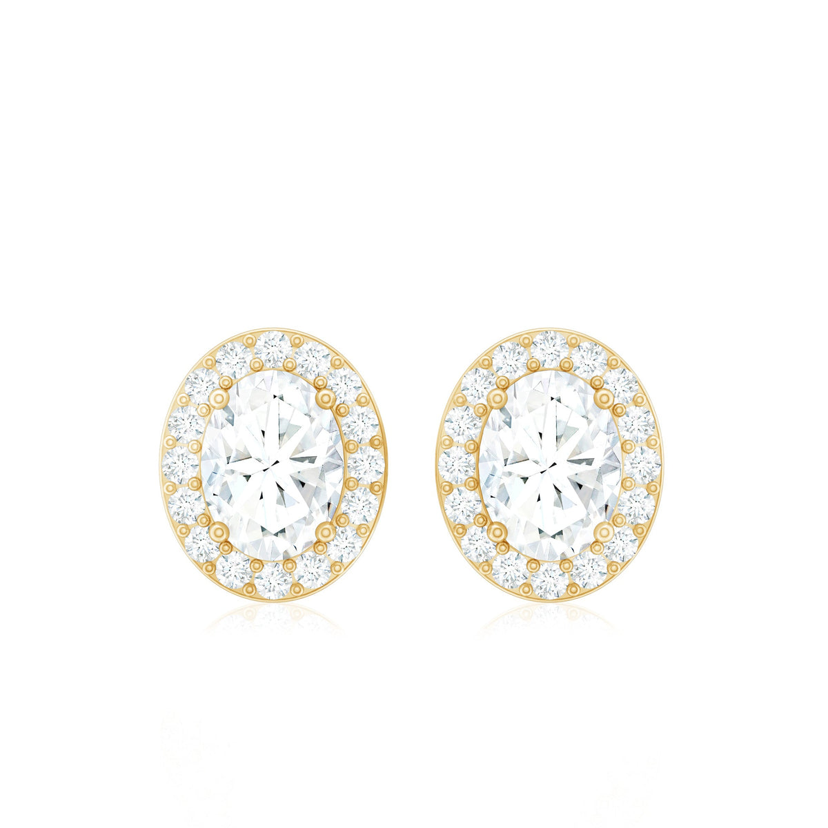 Rosec Jewels Halo Diamond Earrings with screw back, showcasing sparkling diamond design and secure fastening.