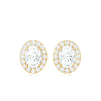 Rosec Jewels Halo Diamond Earrings with screw back, showcasing sparkling diamond design and secure fastening.