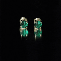 Round Shape Lab Grown Emerald Solitaire Stud Earrings