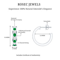 Certified Emerald and Lab Diamond Hoop Earrings