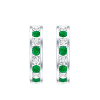 Certified Emerald and Lab Diamond Hoop Earrings
