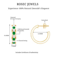 Certified Emerald and Lab Diamond Hoop Earrings