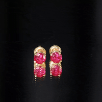 Round Lab Created Ruby Solitaire Stud Earrings