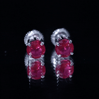 2.74 Carat Round Cut Solitaire Lab Created Ruby Stud Earring for women