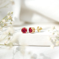 2.74 Carat Round Cut Solitaire Lab Created Ruby Stud Earring for women