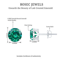 1.6 Carat Round Lab Created Emerald Solitaire Stud Earrings
