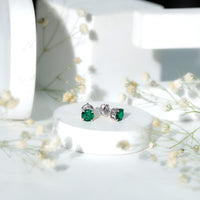 1.6 Carat Round Lab Created Emerald Solitaire Stud Earrings