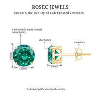1.6 Carat Round Lab Created Emerald Solitaire Stud Earrings