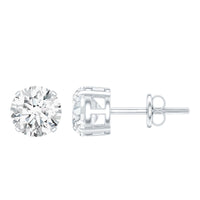 2 Carat Moissanite Solitaire Stud Earrings in Silver