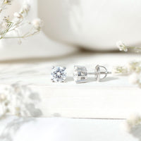 2 Carat Moissanite Solitaire Stud Earrings with Screw Backs