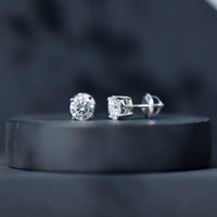 2 Carat Moissanite Solitaire Stud Earrings with Screw Backs