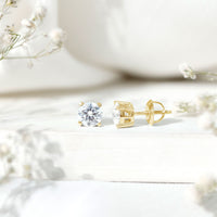 2 Carat Moissanite Solitaire Stud Earrings with Screw Backs