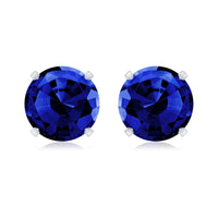 Womens Lab Created Blue Sapphire Solitaire Stud Earrings