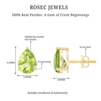 Natural Pear Shape 2 Carat Peridot August Birthstone Earrings