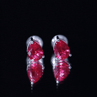 2 Carat Lab Created Ruby Teardrop Stud Earrings for Women