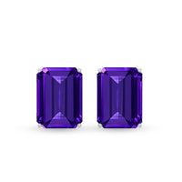 2.8 Carat Emerald Cut Amethyst Solitaire Stud Earrings