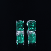 3.3 Carat Emerald Cut Lab Grown Emerald Solitaire Stud Earrings