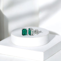 3.3 Carat Emerald Cut Lab Grown Emerald Solitaire Stud Earrings