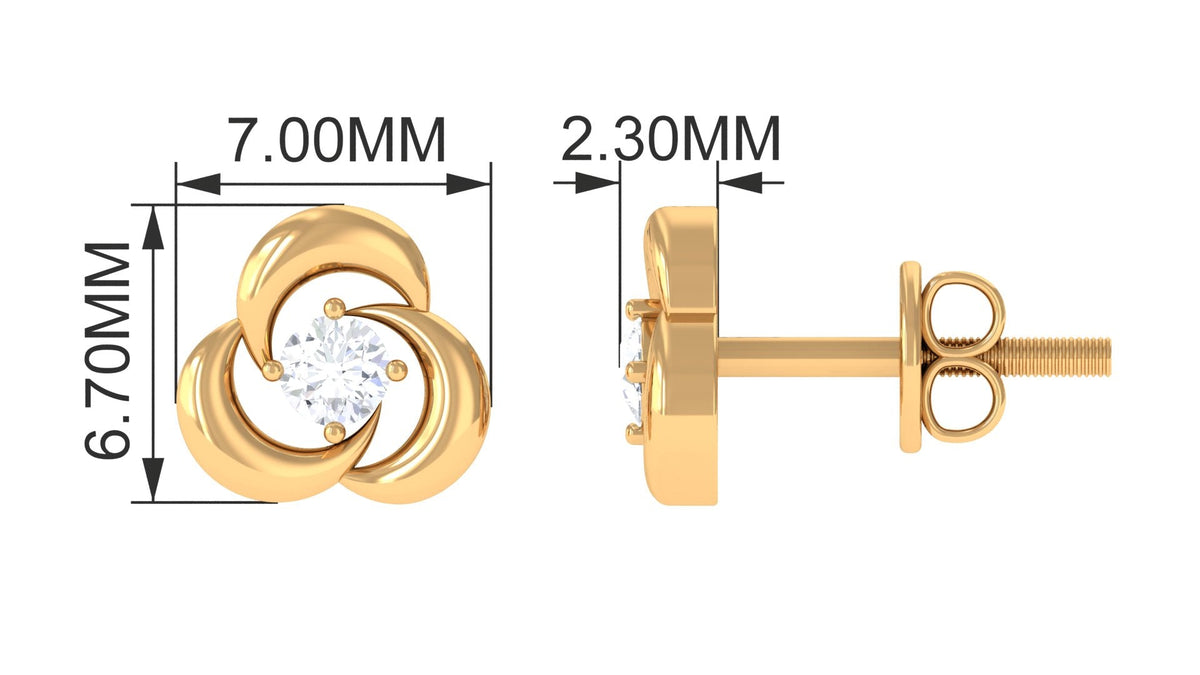 Diamond Swirl Stud Earring with Screw Back