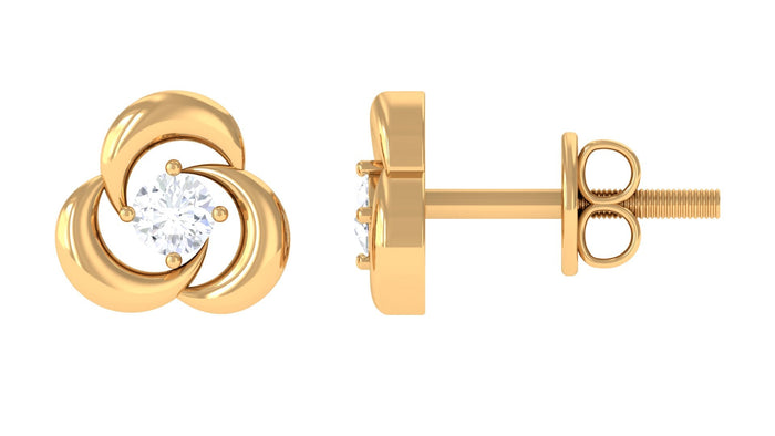 Rosec Jewels diamond swirl stud earring with screw back, featuring sparkling diamonds and sleek design.