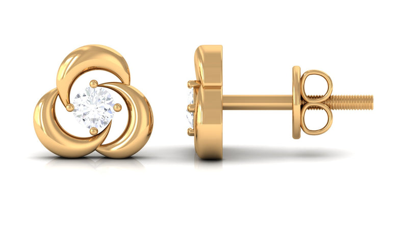 Diamond swirl stud earring with screw back from Rosec Jewels, showcasing sparkling diamonds and intricate design.
