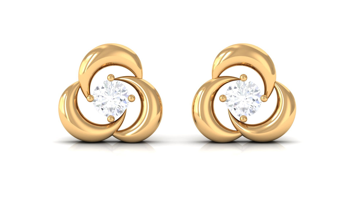 Diamond Swirl Stud Earring with Screw Back