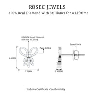Certified diamond bow earrings for women by Rosec Jewels, featuring sparkling diamond accents and elegant design.