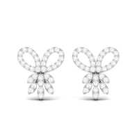 Rosec Jewels certified diamond bow earrings for women, showcasing elegant, sparkling diamond design with intricate bow detail.