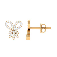 Rosec Jewels certified diamond bow earrings for women, featuring sparkling diamond accents and elegant design.