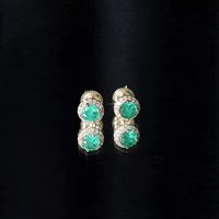 Halo Stud Earrings with Emerald and Diamond