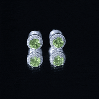 Rosec Jewels classic peridot and diamond stud earrings for women, featuring yellow gold settings and sparkling gemstones.