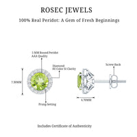 Rosec Jewels classic peridot and diamond stud earrings for women featuring sparkling gemstones and elegant design.