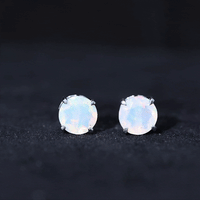 4 Carat Round Cut Ethiopian Opal Solitaire Stud Earrings for Women