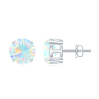 4 Carat Round Cut Ethiopian Opal Solitaire Stud Earrings for Women
