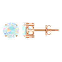 October Birthstone Ethiopian Opal Solitaire Stud Earring