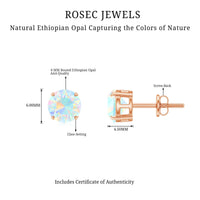 October Birthstone Ethiopian Opal Solitaire Stud Earring