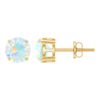 October Birthstone Ethiopian Opal Solitaire Stud Earring