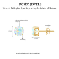 October Birthstone Ethiopian Opal Solitaire Stud Earring