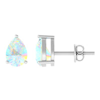 Pear Cut Ethiopian Opal Solitaire Stud Earrings in Gold
