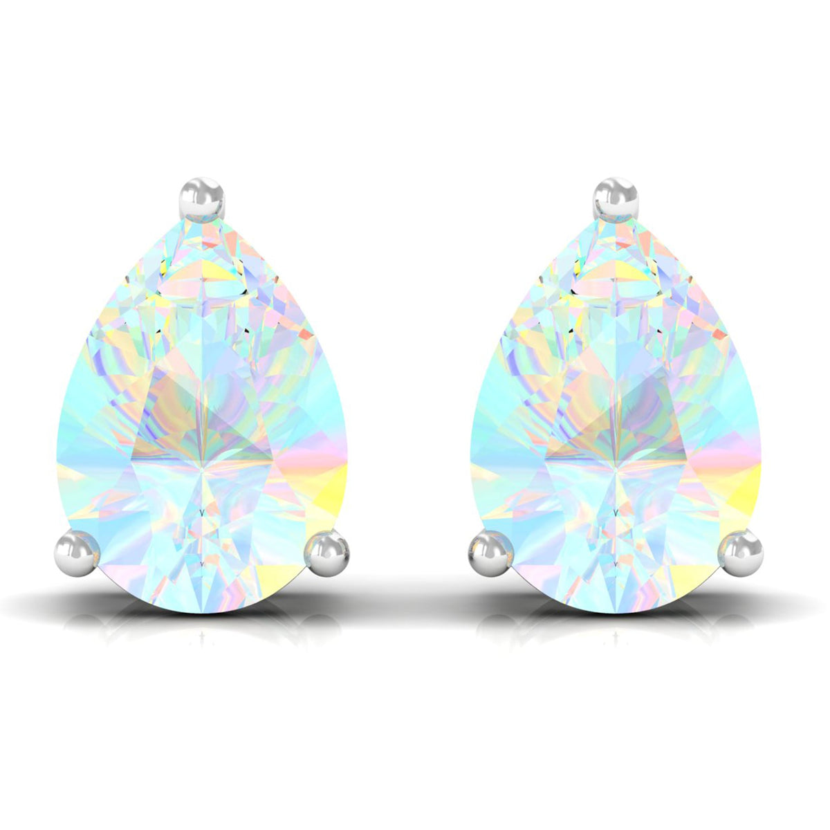 Pear Cut Ethiopian Opal Solitaire Stud Earrings in Gold