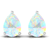 Pear Cut Ethiopian Opal Solitaire Stud Earrings in Gold