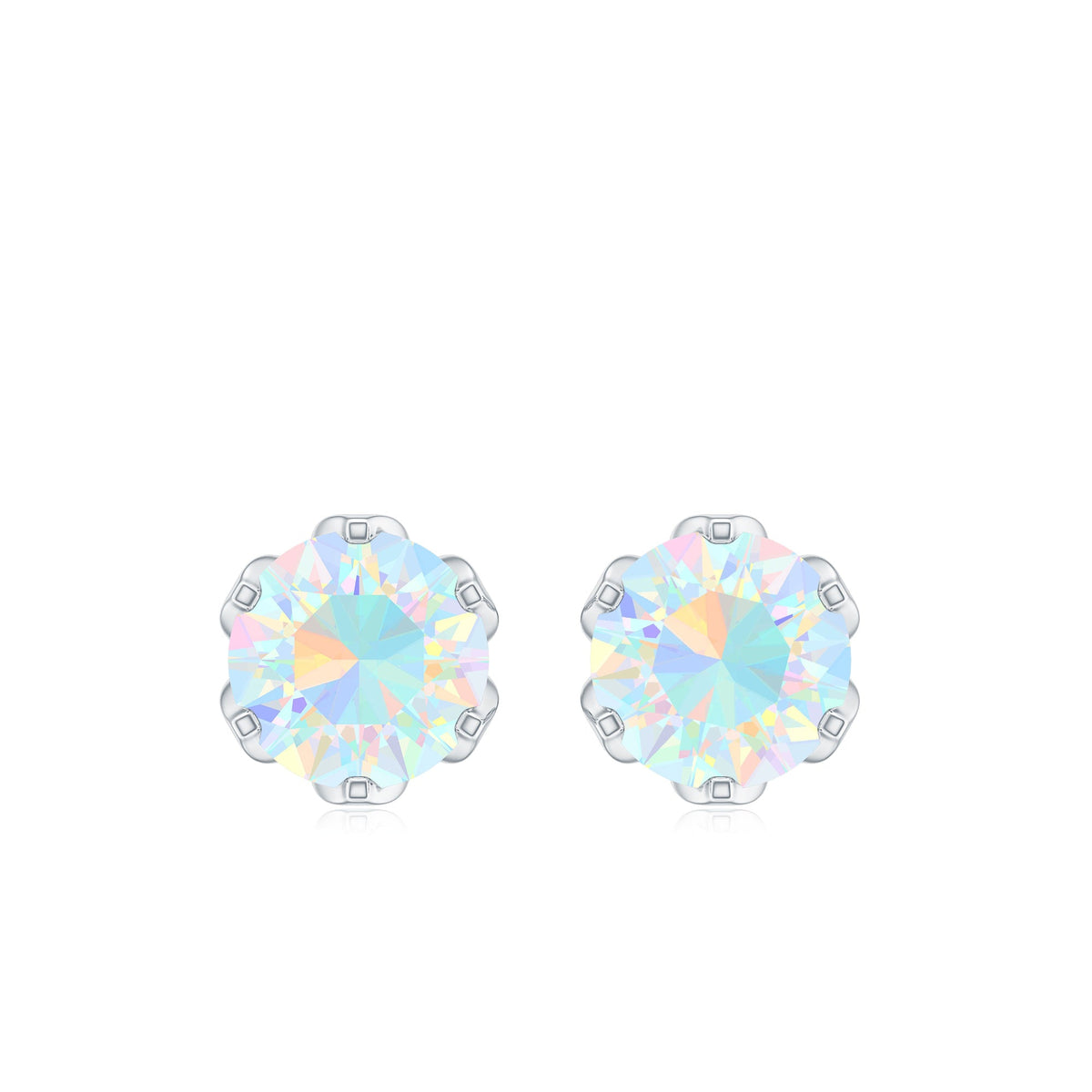 Natural 6mm Opalescent Earrings with Screw Back